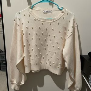 Zara cropped pearl sweater